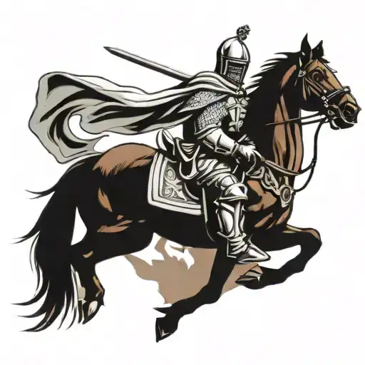 knights templar knight riding a horse tattoo design idea