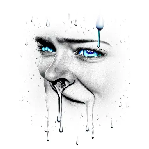 tear drops from the eyes of a fallen angel  tattoo design idea