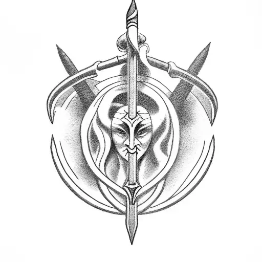 Neptune holding a trident tattoo design idea