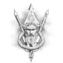 Neptune holding a trident tattoo design idea