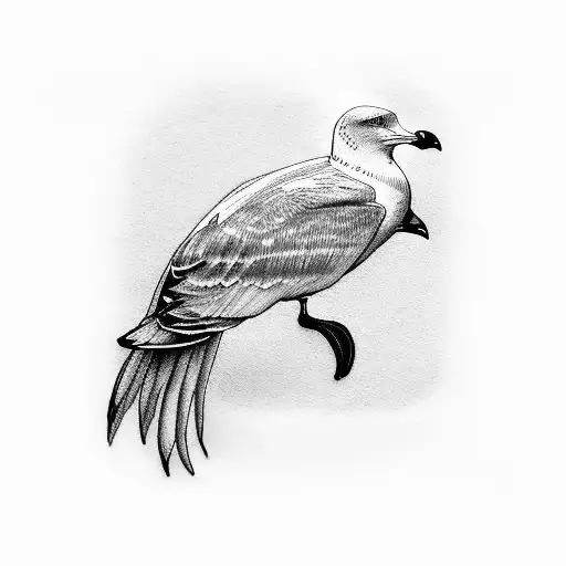 seagull in a polaroid picture  tattoo design idea