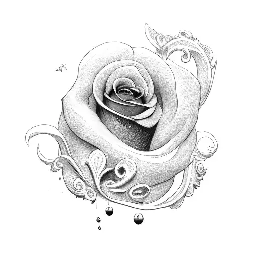 seagull flying with a rose in his mouth  tattoo design idea