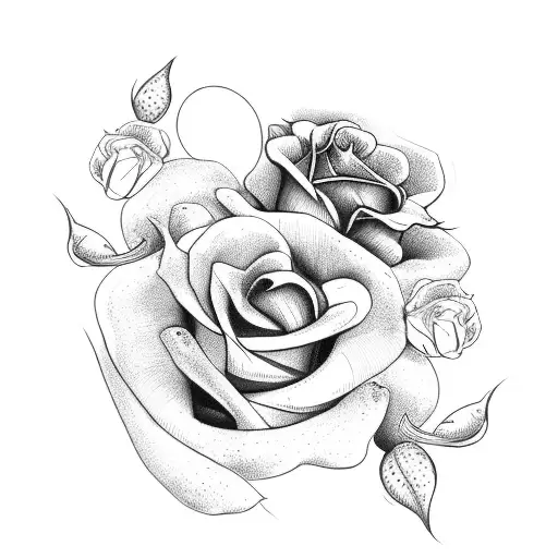 seagull and roses tattoo design idea