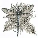Dragonfly Centerpiece Placement: The front of the leg (shin area) as the centerpiece. Design: A large, intricately detai tattoo design idea