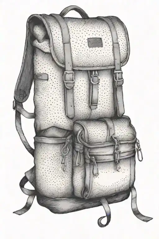travel backpack tattoo design idea