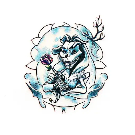 beauty and the beast and nightmare before christmas  tattoo design idea