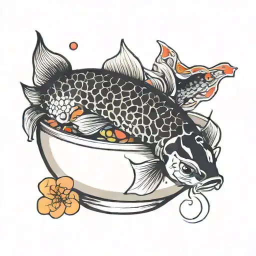 koi fish in a bowl of fruit loops tattoo design idea