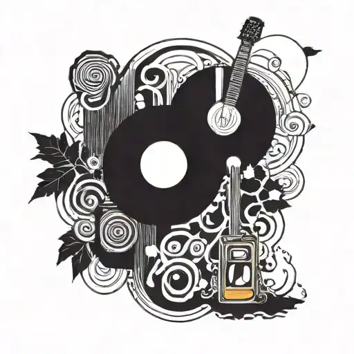 Incorporate iconic symbols from the 70s, 80s, and 90s music into a unique design tattoo design idea