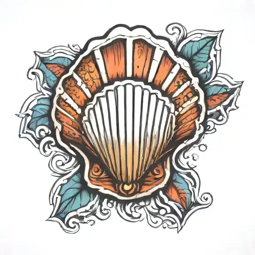 santiago scallop shell tattoo design idea