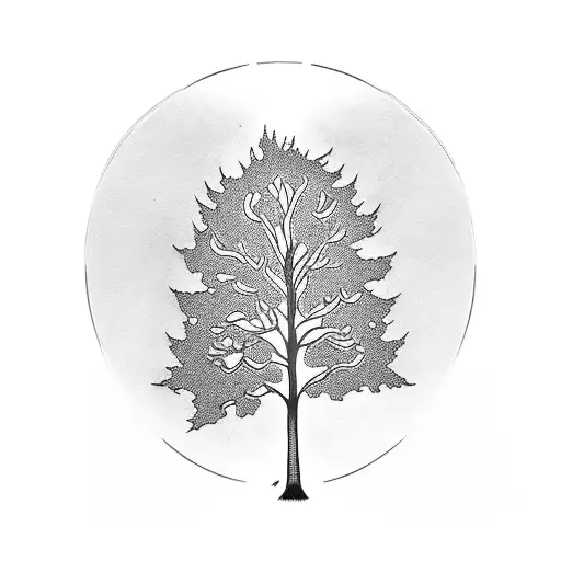 outdoor tree silhouette elbow to shoulder tattoo design idea