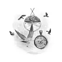 May 7 1971 in Roman numerals with birds flying away from it  tattoo design idea