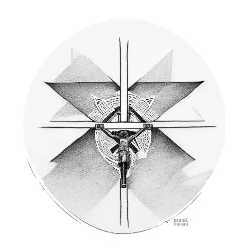 A minimalist representation of the crucifixion tattoo design idea