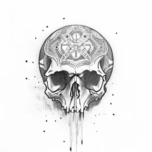 skull with spartan tattoo design idea