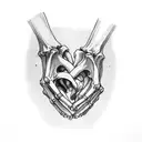skeleton hand around a heart tattoo design idea