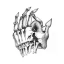 skeleton hand around a heart tattoo design idea