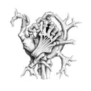 skeleton hand around a heart tattoo design idea
