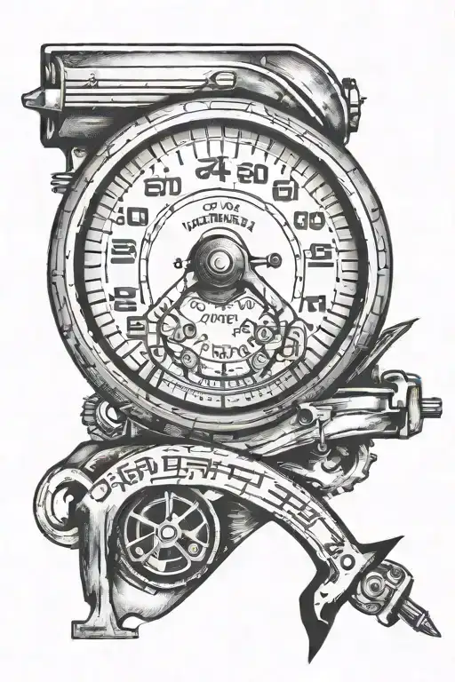 A minimalist tattoo of a speedometer with the needle pointing to 84, representing your favorite number and your love for speed and racing cars tattoo design idea