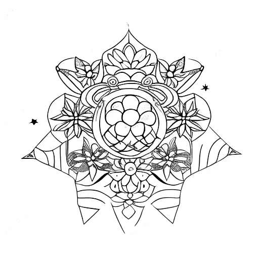 Combine the leo star constellation with a bouquet of flowers tattoo design idea