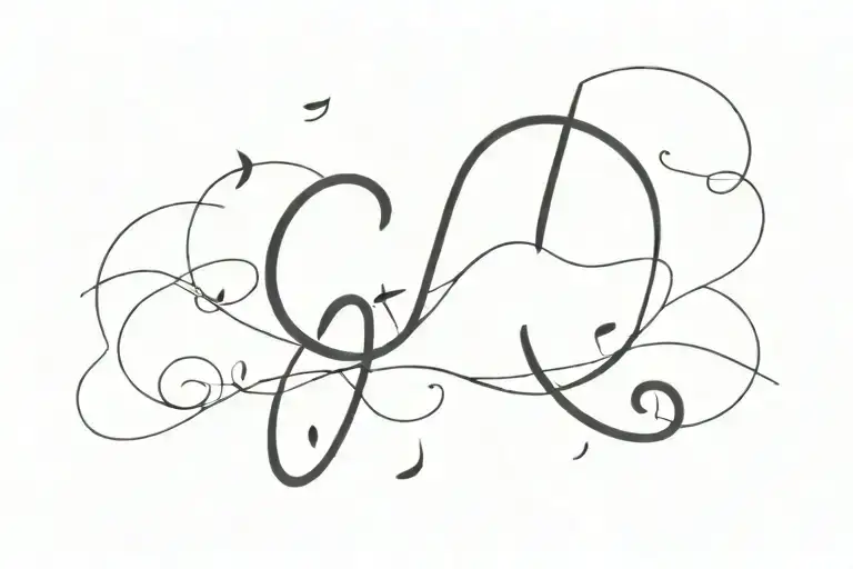 A minimalist tattoo of a music note with The Weeknd's signature XO symbol incorporated into the design tattoo design idea