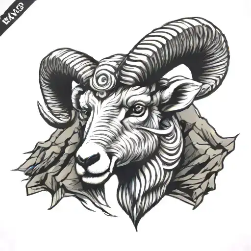 Ram Head, Mountains  tattoo design idea