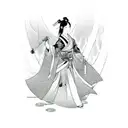 japanese Geisha with cyberpunk style with tattoos tattoo design idea