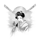 japanese Geisha with cyberpunk style with tattoos tattoo design idea