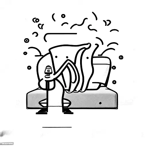 A man fell asleep on a couch in front of the TV tattoo design idea