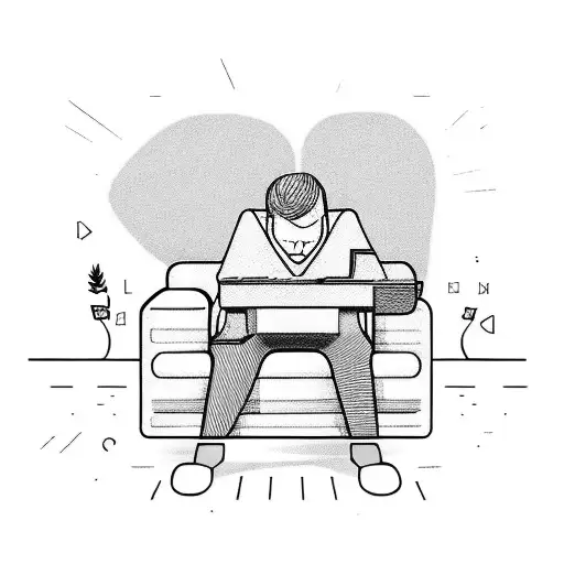 A man fell asleep on a couch in front of the TV tattoo design idea