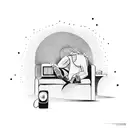 A man fell asleep on a couch in front of the TV tattoo design idea