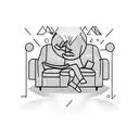 A man fell asleep on a couch in front of the TV tattoo design idea