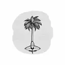 palm tree with surfboard tattoo design idea