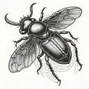 stag beetle flying tattoo design idea