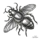 stag beetle flying tattoo design idea