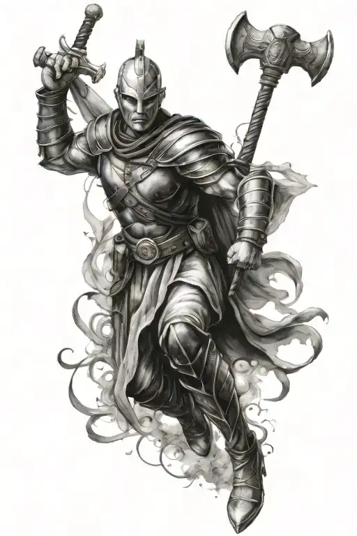 lawyer warrior  tattoo design idea