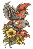 Robin red breast scottish thistle tartan ribon dad memorial  tattoo design idea