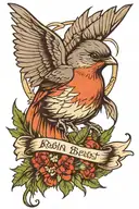 Robin red breast scottish thistle tartan ribon dad memorial  tattoo design idea