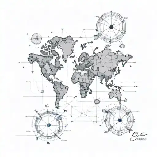 A realistic chemical structure of a molecule intertwined with a world map, symbolizing the client's love for science and travel tattoo design idea