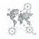 A realistic chemical structure of a molecule intertwined with a world map, symbolizing the client's love for science and travel tattoo design idea