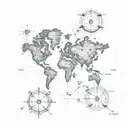 A realistic chemical structure of a molecule intertwined with a world map, symbolizing the client's love for science and travel tattoo design idea
