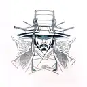 Raiden Shogun with samurai mask tattoo design idea