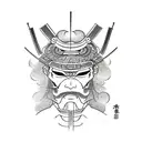 Raiden Shogun with samurai mask tattoo design idea