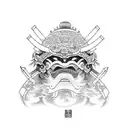 Raiden Shogun with samurai mask tattoo design idea