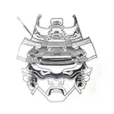 Raiden Shogun with samurai mask tattoo design idea
