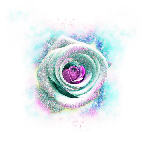 Rose with a Galaxy background tattoo design idea