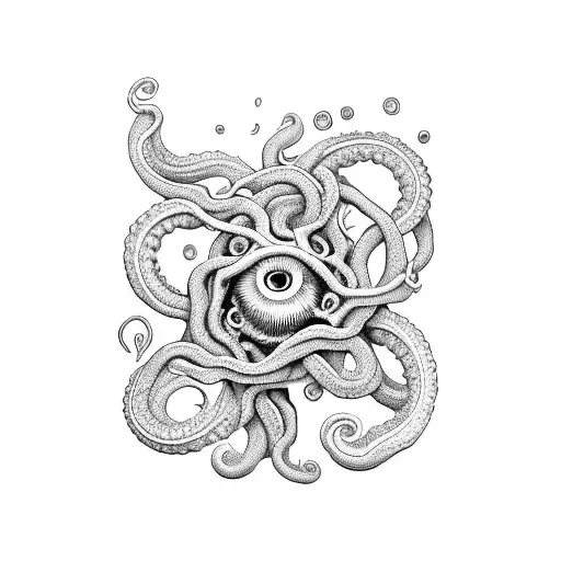 tentacles squeezing a palantir tattoo design idea