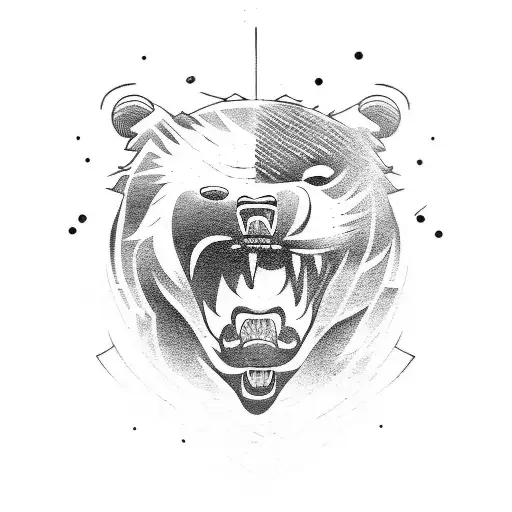 Samurai fighting bear tattoo design idea