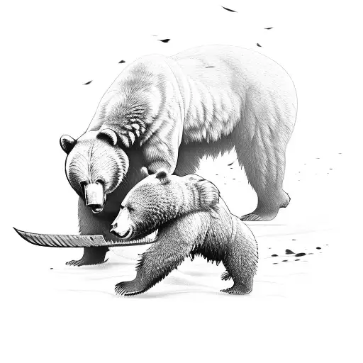 Ronin fighting a bear tattoo design idea