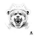 Samurai fighting bear tattoo design idea