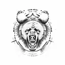 Samurai fighting bear tattoo design idea