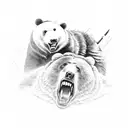 Ronin fighting a bear tattoo design idea